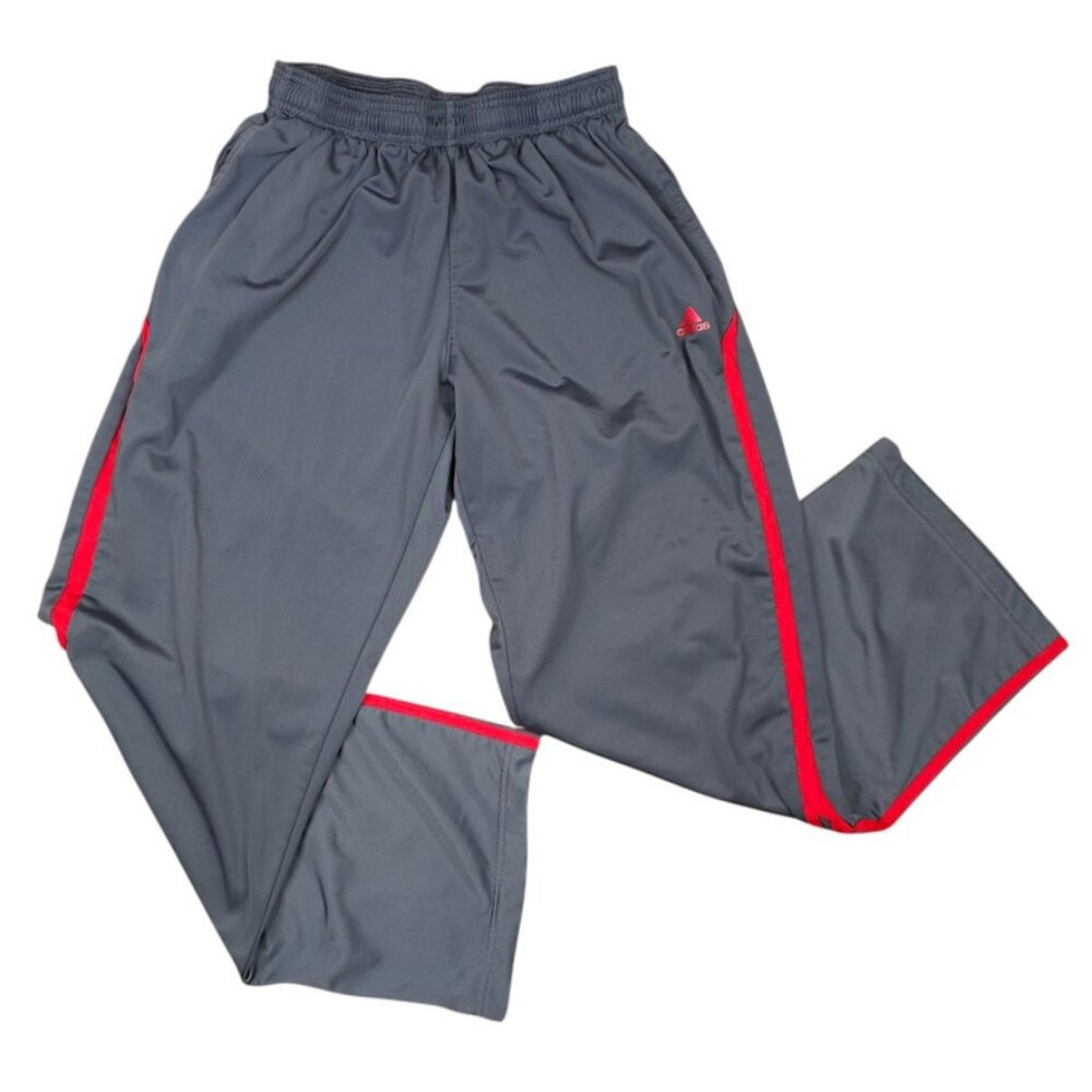 Adidas Track Pants Mens Size Medium Gray Red Athletic Work Out 027344 AAL001